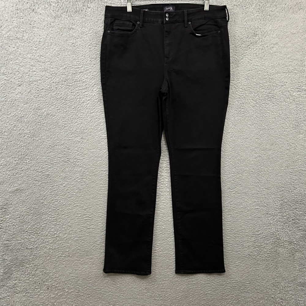 NYDJ Jeans Womens 16 Black Denim Marilyn Straight Stretch Lift Tuck Dark Wash